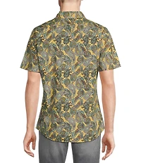 Cremieux Premium Denim Paisley Print Stretch Short Sleeve Woven Shirt