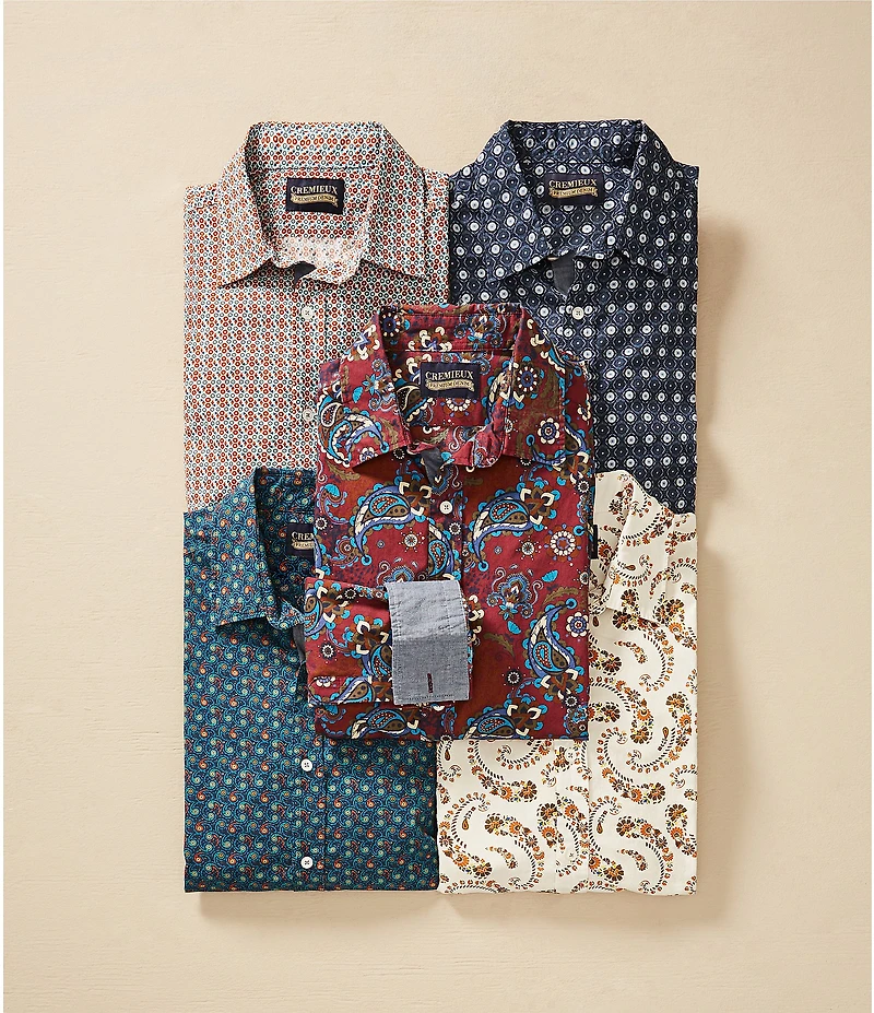 Cremieux Premium Denim Paisley Stretch Long Sleeve Woven Shirt