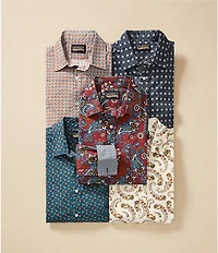 Cremieux Premium Denim Paisley Stretch Long Sleeve Woven Shirt