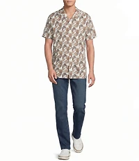 Cremieux Premium Denim Palm Leaf Print Short Sleeve Woven Camp Shirt