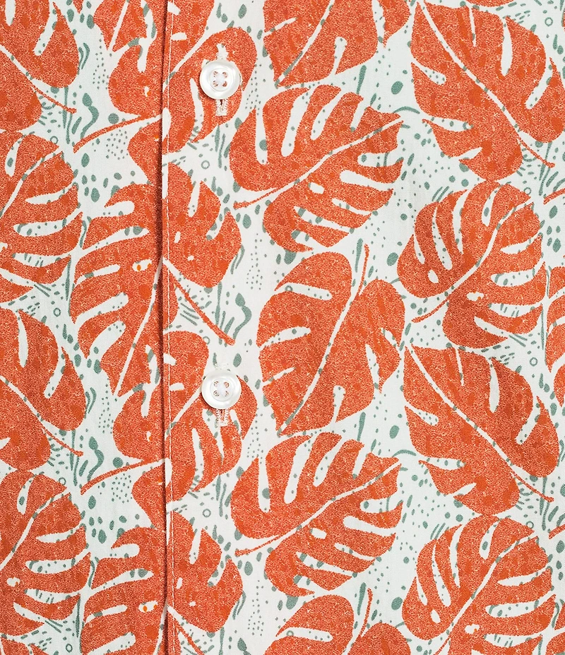 Cremieux Premium Denim Palm Print Short Sleeve Woven Camp Shirt
