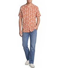 Cremieux Premium Denim Palm Print Short Sleeve Woven Camp Shirt