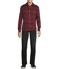 Cremieux Premium Denim Plaid Long Sleeve Coat Front Knit Shirt