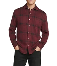 Cremieux Premium Denim Plaid Long Sleeve Coat Front Knit Shirt