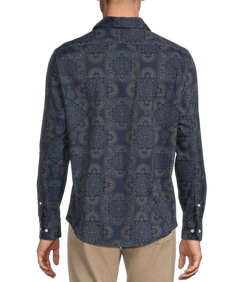 Cremieux Premium Denim Scarf Print Stretch Long Sleeve Woven Shirt