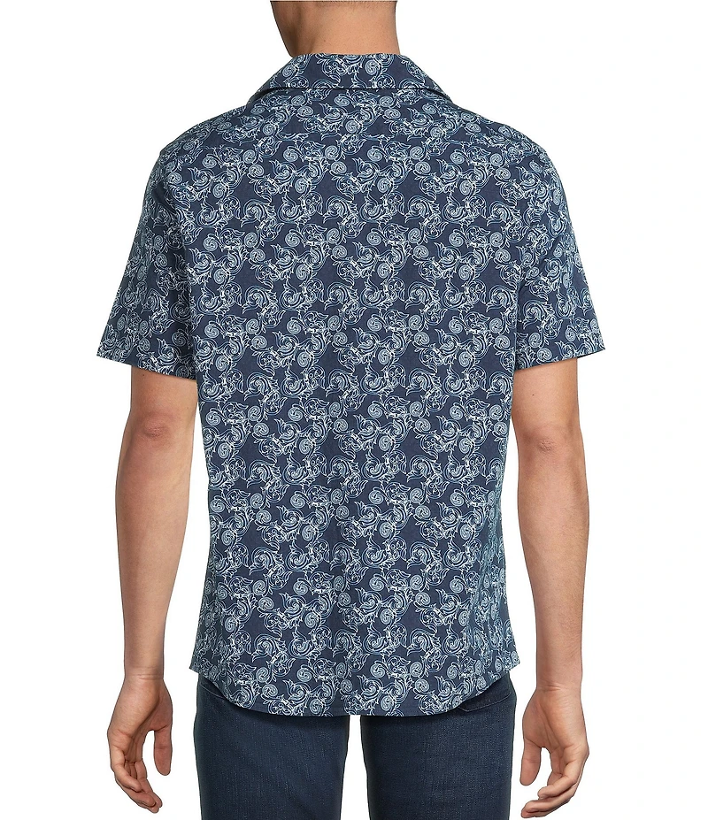Cremieux Premium Denim Scroll Print Short Sleeve Woven Shirt