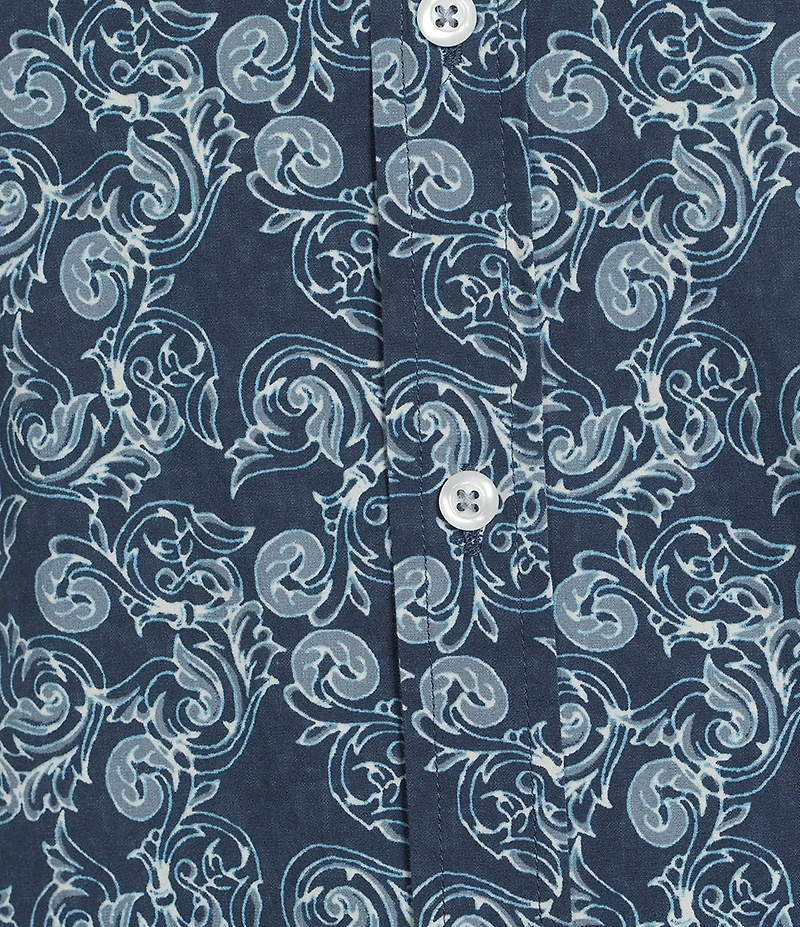 Cremieux Premium Denim Scroll Print Short Sleeve Woven Shirt