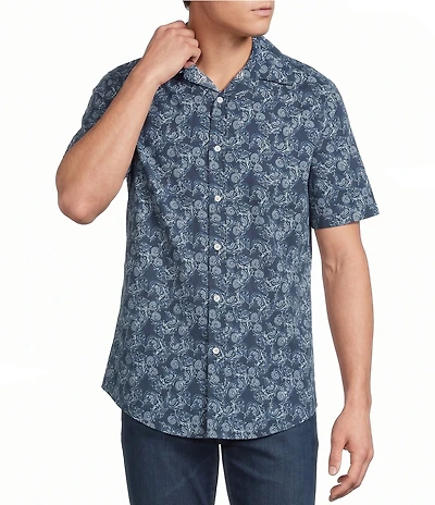 Cremieux Premium Denim Scroll Print Short Sleeve Woven Shirt