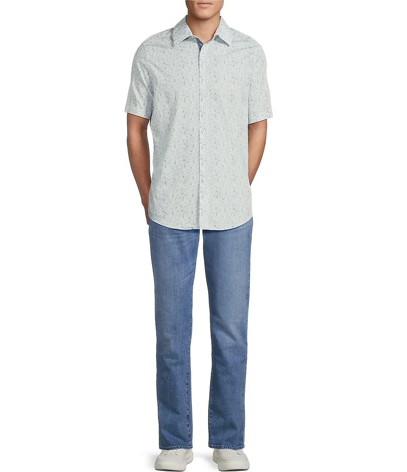 Cremieux Premium Denim Sketch Floral Print Short Sleeve Woven Shirt