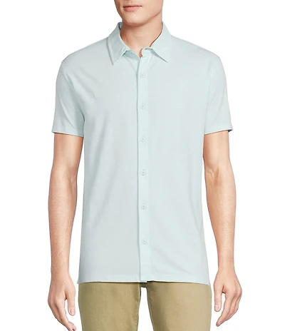 Cremieux Premium Denim Solid Coat Front Knit Shirt