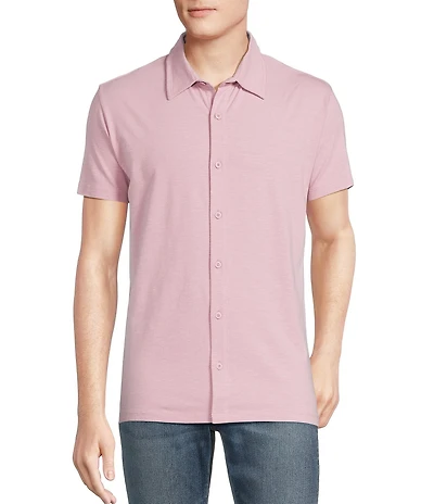 Cremieux Premium Denim Solid Coat Front Knit Shirt