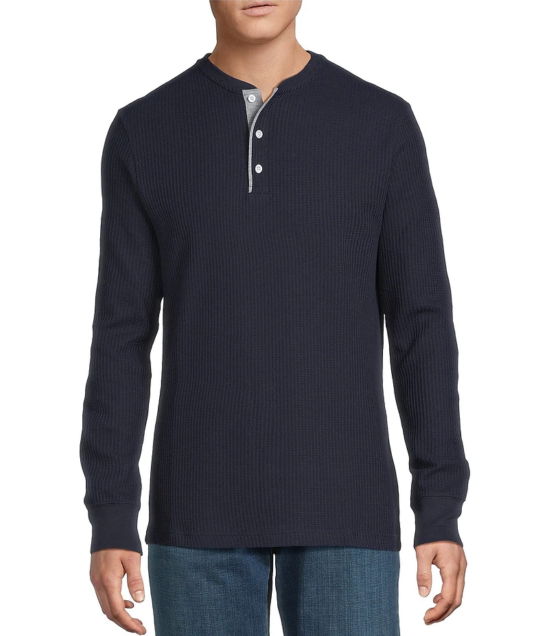 Cremieux Premium Denim Solid Long Sleeve Henley Shirt