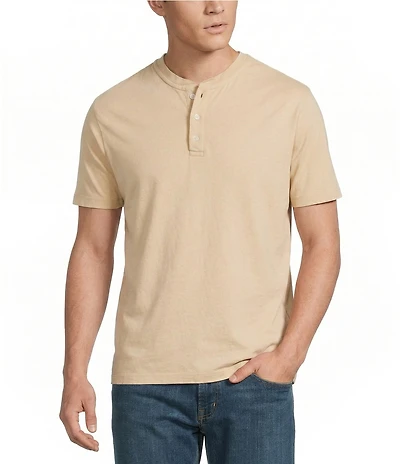 Cremieux Premium Denim Solid Short Sleeve Henley Shirt