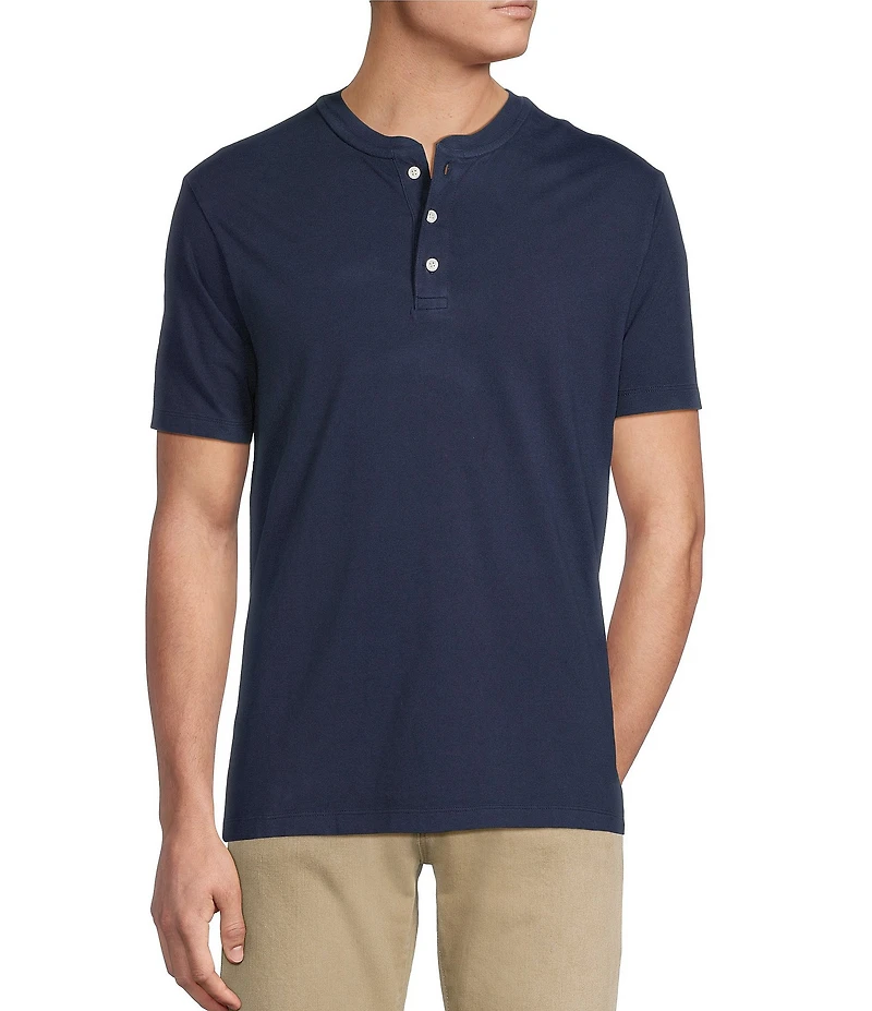 Cremieux Premium Denim Solid Short Sleeve Henley Shirt