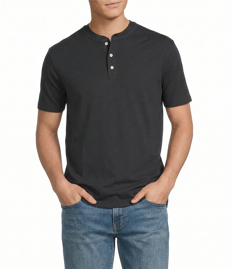 Cremieux Premium Denim Solid Short Sleeve Henley Shirt