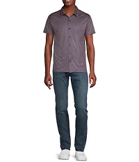 Cremieux Premium Denim Star Print Coat Front Knit Shirt