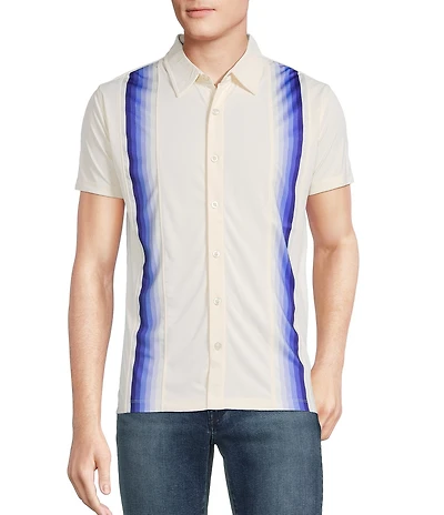 Cremieux Premium Denim Stripe Detailed Coat Front Knit Shirt
