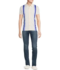 Cremieux Premium Denim Stripe Detailed Coat Front Knit Shirt