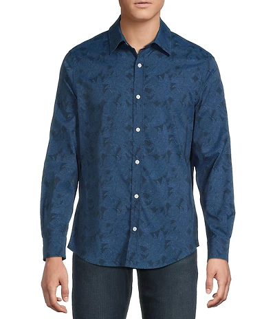 Cremieux Premium Denim Tonal Paisley Stretch Long Sleeve Woven Shirt