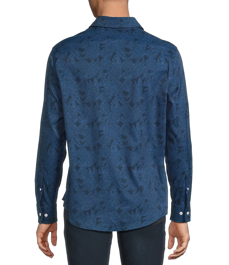 Cremieux Premium Denim Tonal Paisley Stretch Long Sleeve Woven Shirt