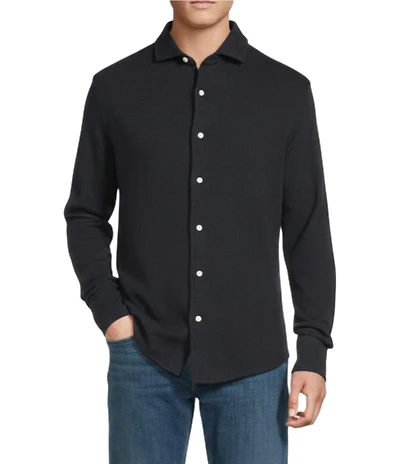 Cremieux Premium Denim Tonal Plaid Long Sleeve Coat Front Knit Shirt