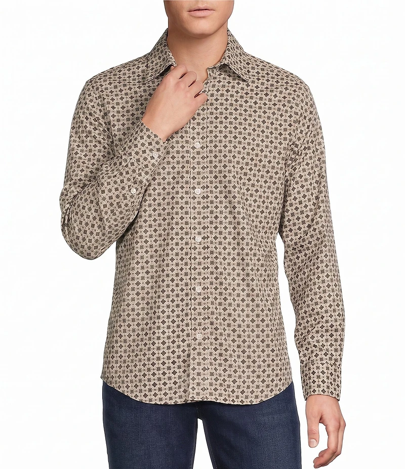 Cremieux Premium Geo Print Long Sleeve Woven Shirt