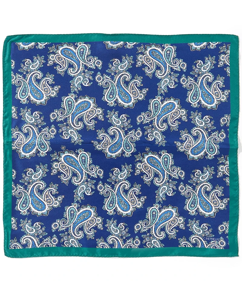 Cremieux Preston Bordered Pines Woven Silk Pocket Square