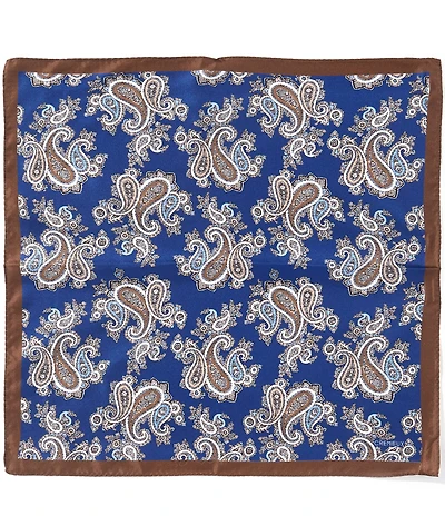 Cremieux Preston Bordered Pines Woven Silk Pocket Square