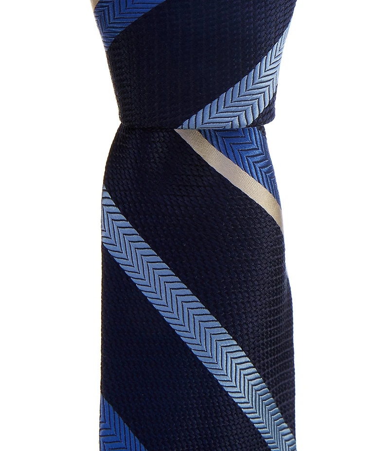 Cremieux River Stripe 3 3/8#double; Woven Silk Tie