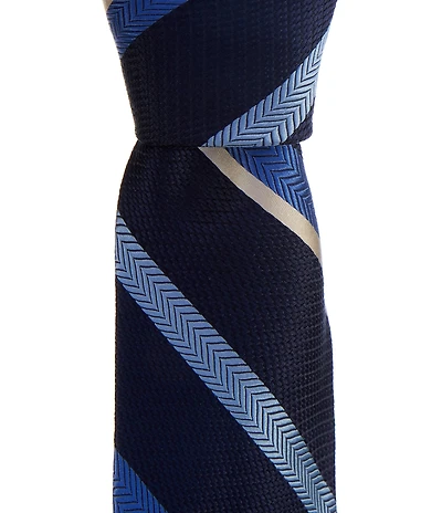 Cremieux River Stripe 3 3/8#double; Woven Silk Tie