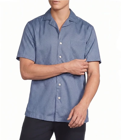 Cremieux Signature Label Geometric Floral Print Short Sleeve Woven Camp Shirt