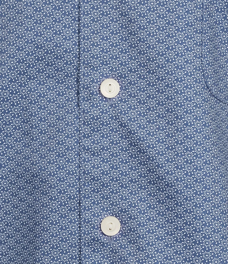 Cremieux Signature Label Geometric Floral Print Short Sleeve Woven Camp Shirt
