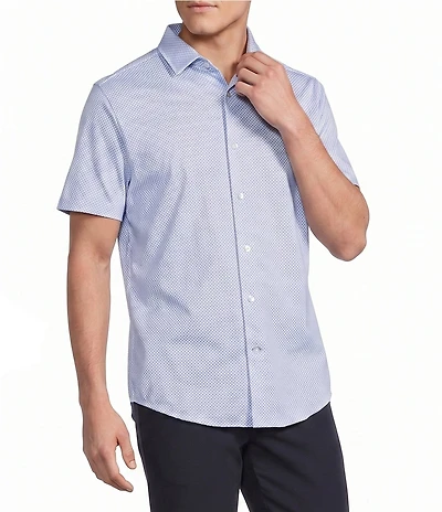 Cremieux Signature Label Geometric Tile Print Short Sleeve Coat Front Shirt