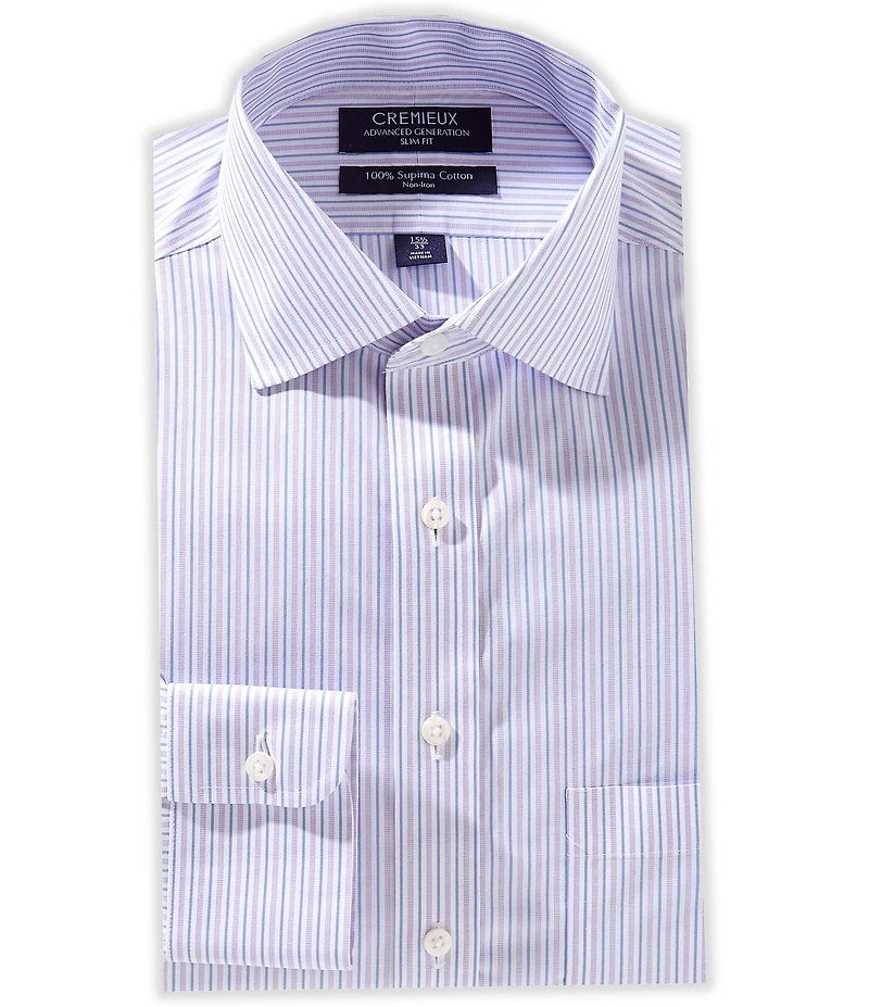 Cremieux Slim Fit Spread Collar Multi Stripe Dress Shirt