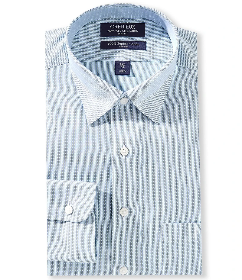 Cremieux Slim Fit Spread Collar Vertical Dash Pattern Dobby Dress Shirt