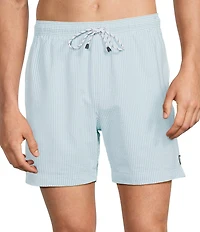 Cremieux Small Stripe Seersucker 6#double; Inseam Swim Trunks