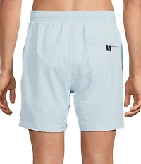 Cremieux Small Stripe Seersucker 6#double; Inseam Swim Trunks