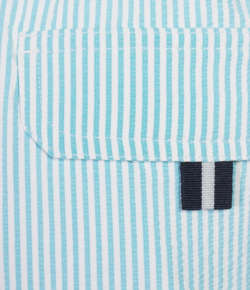 Cremieux Small Stripe Seersucker 6#double; Inseam Swim Trunks