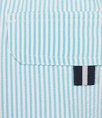 Cremieux Small Stripe Seersucker 6#double; Inseam Swim Trunks
