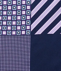 Cremieux Squares Stripes 4 Square Silk Pocket Square