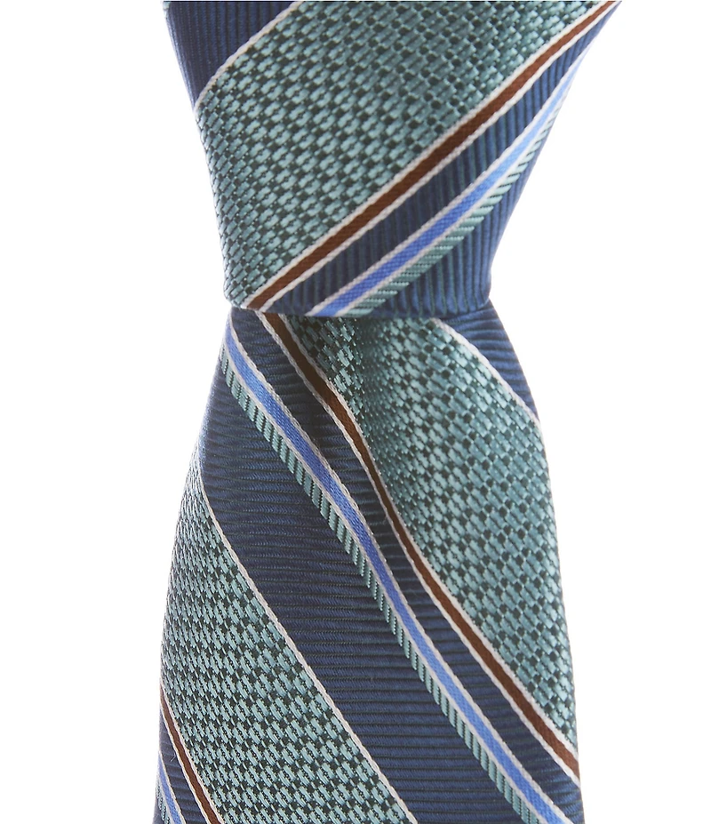 Cremieux State Striped 3 3/8#double; Silk Tie