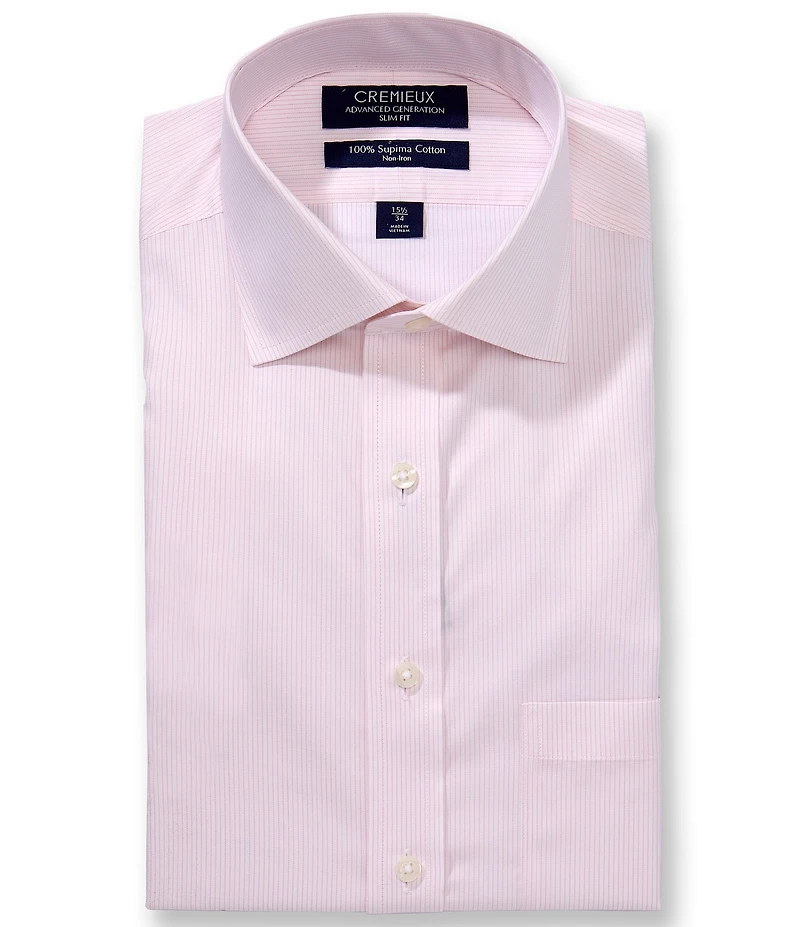 Cremieux Sullivan Slim Fit Spread Collar Striped Twill Dress Shirt