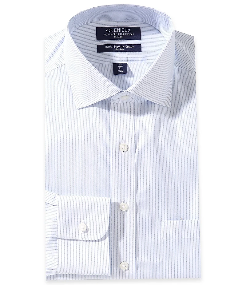 Cremieux Sullivan Slim Fit Spread Collar Striped Twill Dress Shirt