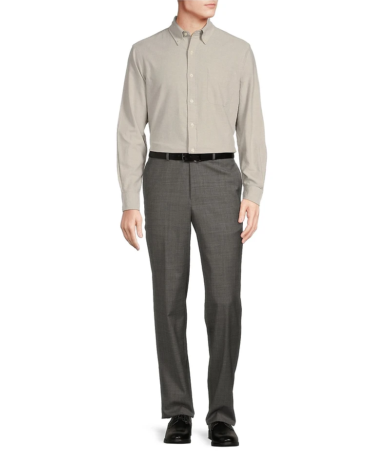 Cremieux Modern Fit Flat Front Sharkskin Pattern Dress Pants