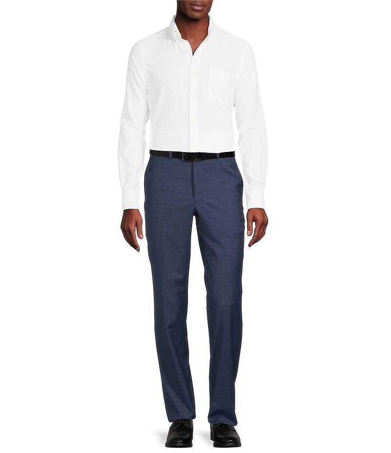 Cremieux Modern Fit Flat Front Sharkskin Pattern Dress Pants