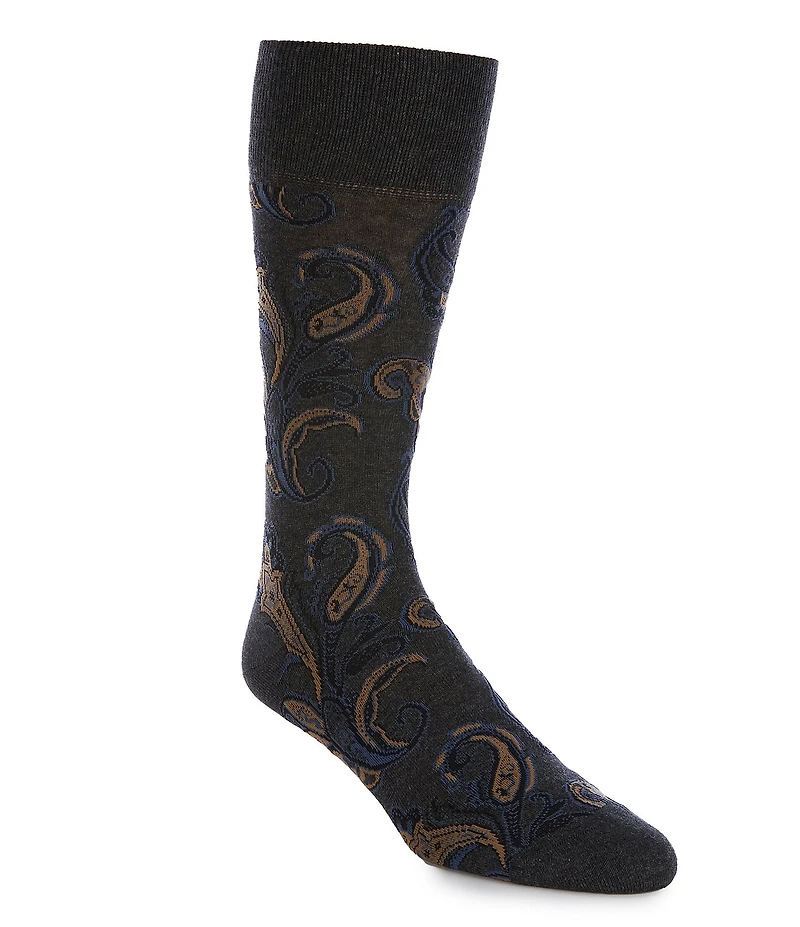 Cremieux Tonal/Paisley Patterned Crew Dress Socks