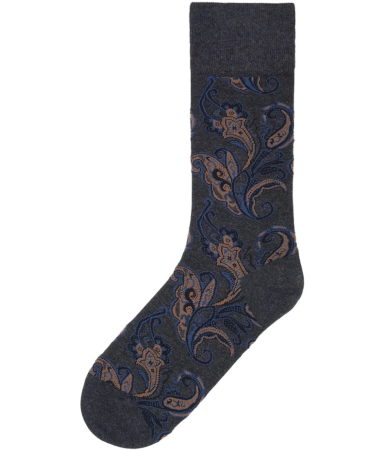 Cremieux Tonal/Paisley Patterned Crew Dress Socks