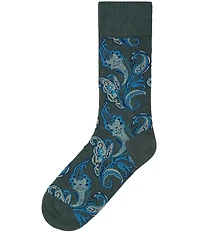 Cremieux Tonal/Paisley Patterned Crew Dress Socks