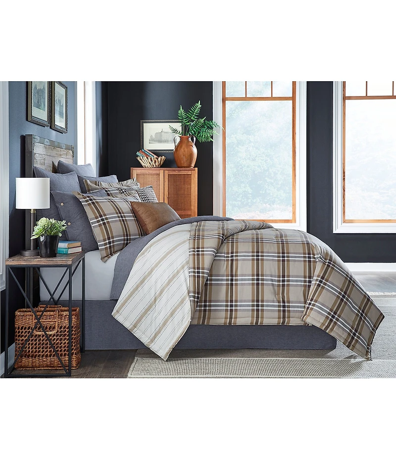 Cremieux Tucker Collection Woven Yard Dyed Plaid Reversible Comforter Mini Set