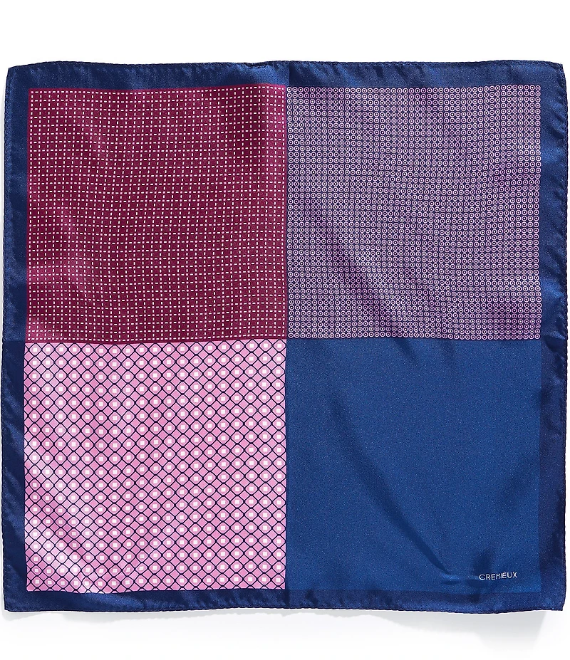 Cremieux Walter Neat Pattern Four Square Woven Silk Pocket Square